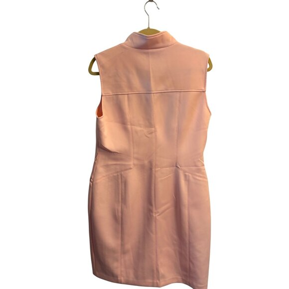 Tommy Hilfiger Sleeveless Pink Scuba Sheath Dress Size 14 Full Zip Pockets - Picture 3 of 7